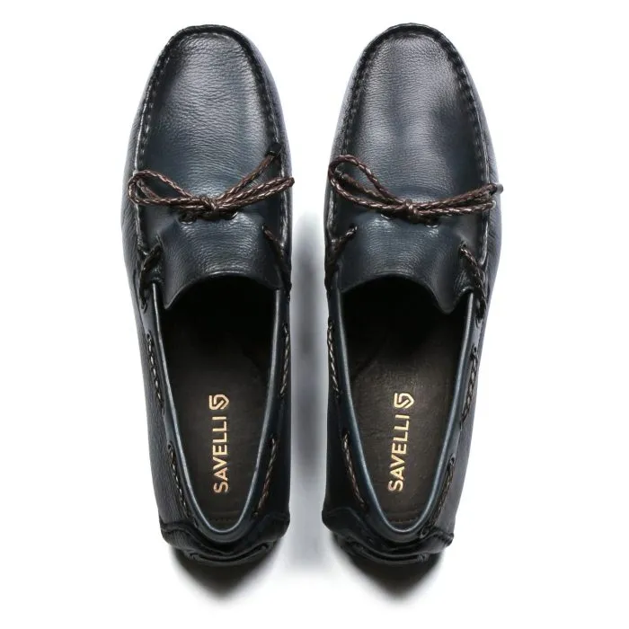 Savelli Casual Series | Comfort Laced Latego Natural Leather Elba Blue Moccasin - Image 2