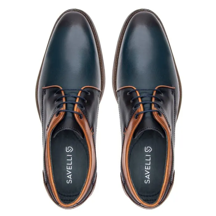 Savelli Formal Series | Vulcano Laced Dual Colour Latego Croco Italiano Elba Blue Havana Shoes - Image 2