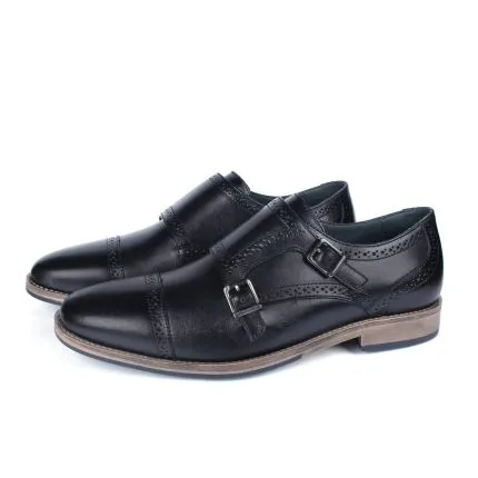 Savelli Formal Series | Vulcano Double Monk Strap Latego Black Shoes