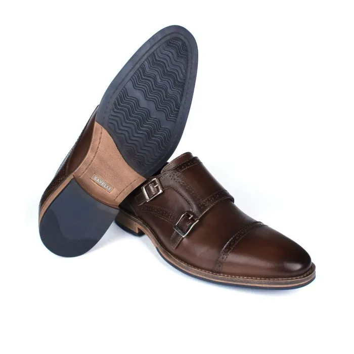 Savelli Formal Series | Vulcano Double Monk Strap Latego Coffee Shoes - Image 3