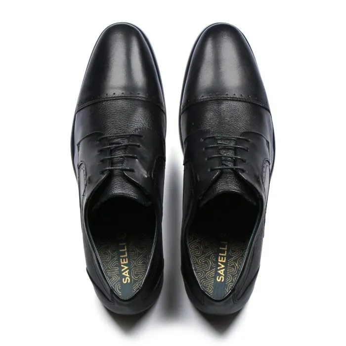 Savelli Formal Series | Casual Premium Laced Natural Leather Black Shoes - Image 2