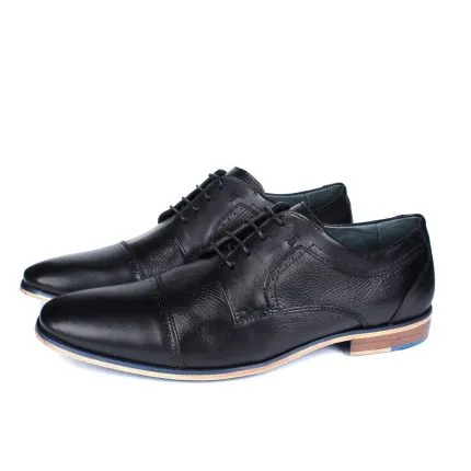 Savelli Formal Series | Casual Premium Laced Natural Leather Black Shoes