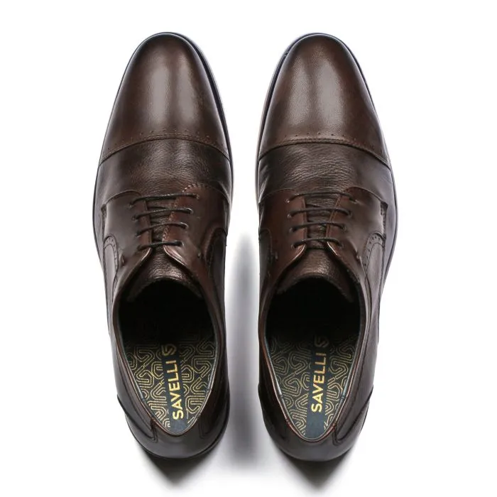 Savelli Formal Series | Casual Premium Laced Natural Leather Coffee Shoes - Image 2