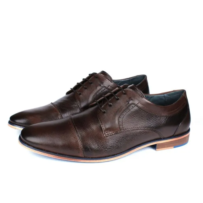 Savelli Formal Series | Casual Premium Laced Natural Leather Coffee Shoes - Image 4