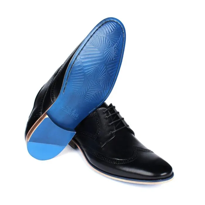 Savelli Formal Series | Casual Premium Laced Brogue Wingtip Black Shoes - Image 3