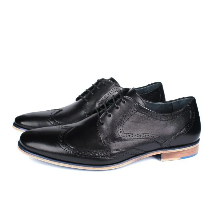 Savelli Formal Series | Casual Premium Laced Brogue Wingtip Black Shoes - Image 4