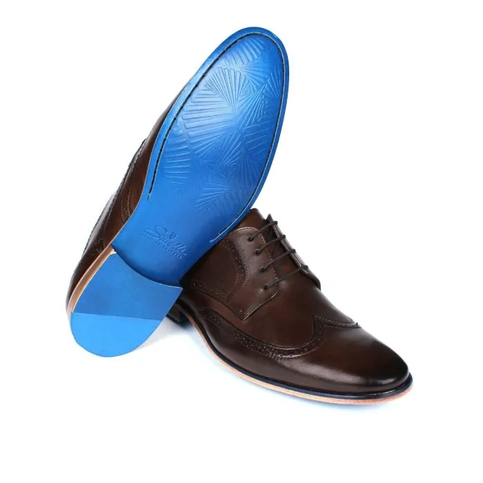Savelli Formal Series | Casual Premium Laced Brogue Wingtip Coffee Shoes - Image 3