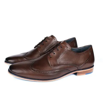 Savelli Formal Series | Casual Premium Laced Brogue Wingtip Coffee Shoes