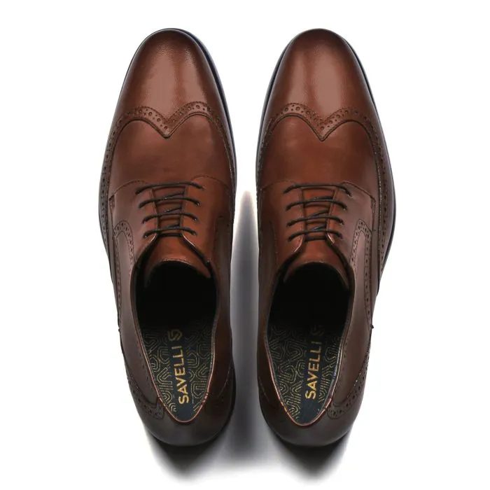 Savelli Formal Series | Casual Premium Laced Brogue Wingtip Bronze Shoes - Image 2