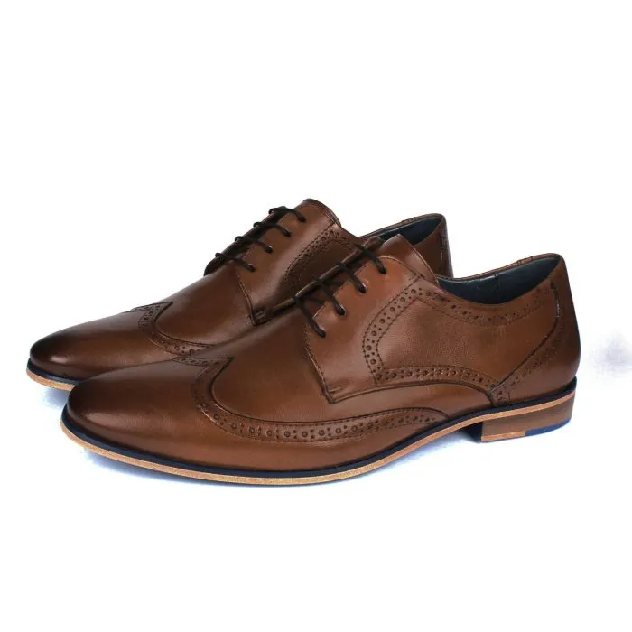 Savelli Formal Series | Casual Premium Laced Brogue Wingtip Bronze Shoes - Image 4
