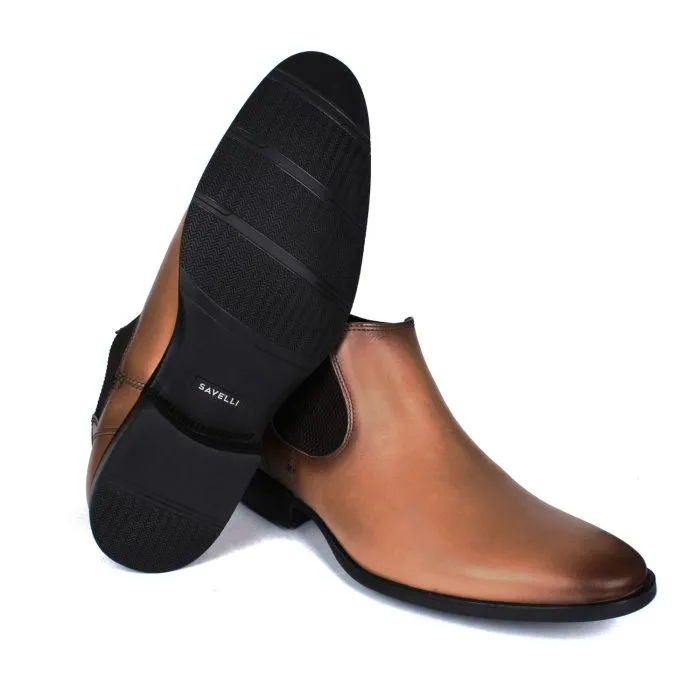 Savelli Boots Series | Casual Premium Slip-on Latego Tan High Cut Shoes - Image 3