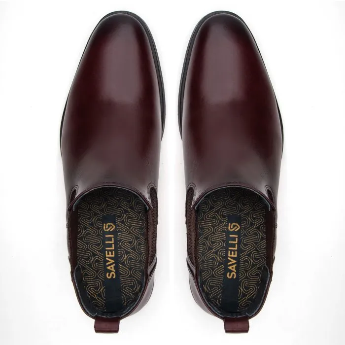 Savelli Boots Series | Casual Premium Slip-on Latego Wine High Cut Shoes - Image 2