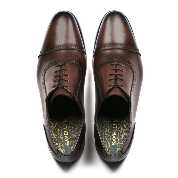 Savelli Formal Series | Casual Premium Laced Latego Quarter Brogue Coffee Shoes - Image 2