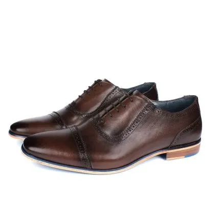 Savelli Formal Series | Casual Premium Laced Latego Quarter Brogue Coffee Shoes