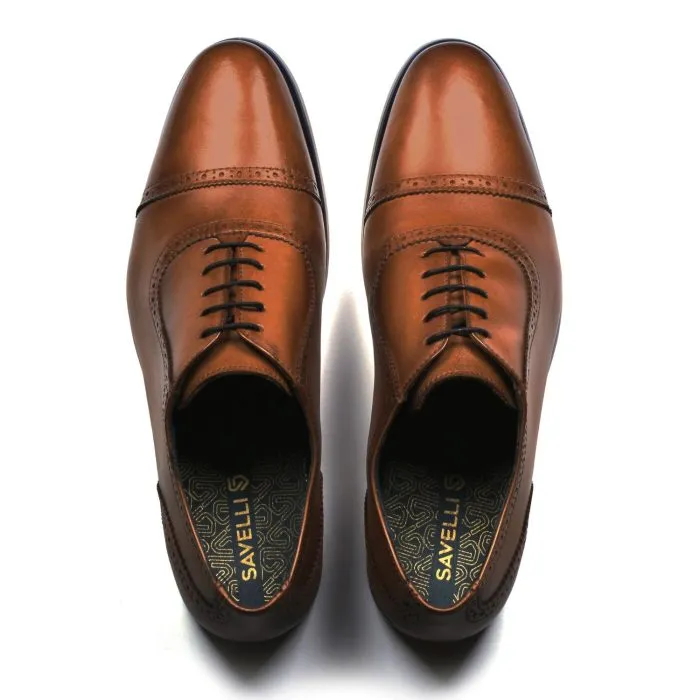 Savelli Formal Series | Casual Premium Laced Latego Quarter Brogue Brown Shoes - Image 2