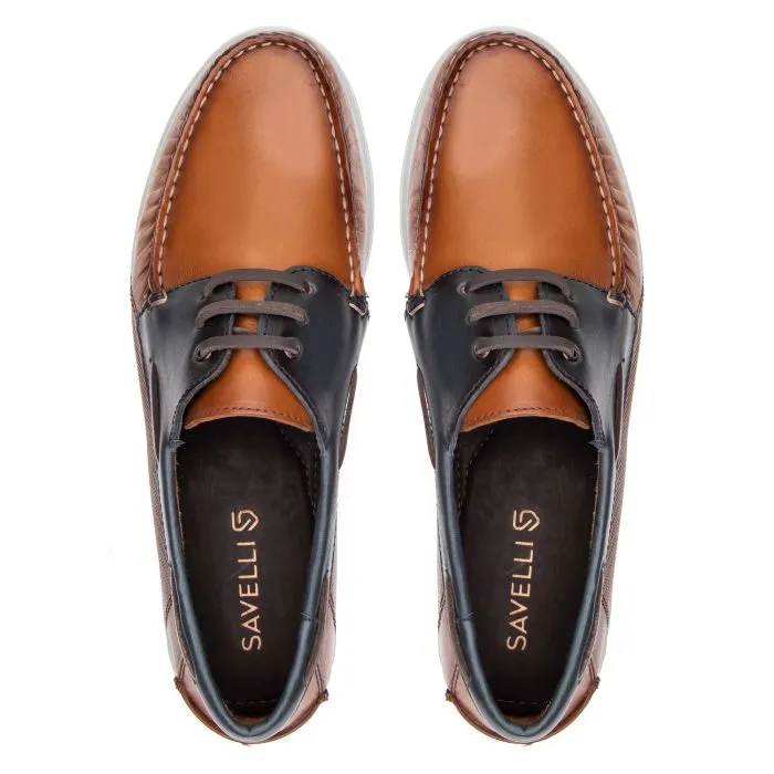 Savelli Boat Shoes | Deck Latego Havana Marine Blue - Image 2