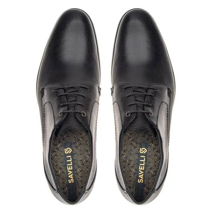 Savelli Formal Series | Casual Premium Latego Diamente Black Dotted Leather Shoes - Image 2