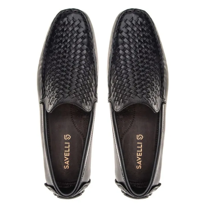 Savelli Casual Series | Comfort Latego Trisse Woven Black Moccassins - Image 2