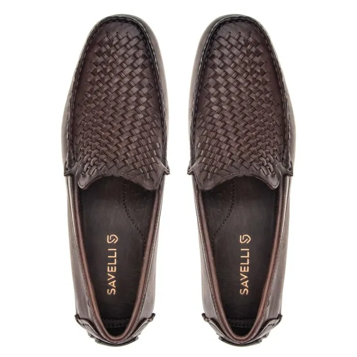 Savelli Casual Series | Comfort Latego Trisse Woven Coffee Moccassins - Image 2