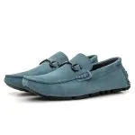 Savelli Casual Series | Comfort Suede Blue Petroleum Chain Buckle Moccassins