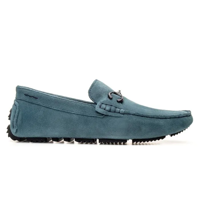 Savelli Casual Series | Comfort Suede Blue Petroleum Chain Buckle Moccassins - Image 3