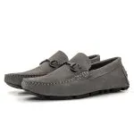 Savelli Casual Series | Comfort Suede Carbon Grey Chain Buckle Moccassins