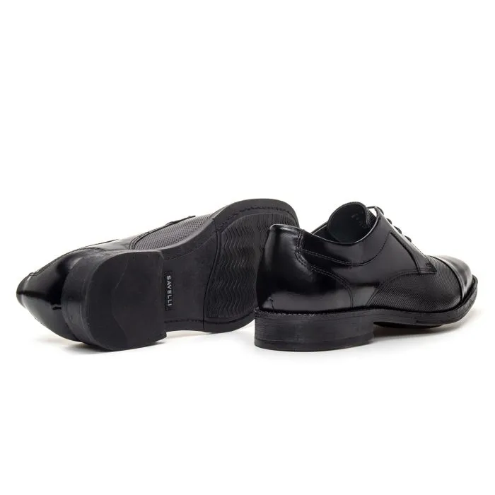 Savelli Formal Series | Vulcano Napa Vicenza Black Dotted Leather Toe Cap Shoes - Image 3
