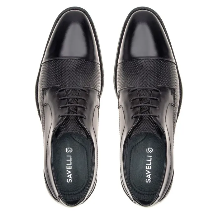Savelli Formal Series | Vulcano Napa Vicenza Black Dotted Leather Toe Cap Shoes - Image 2
