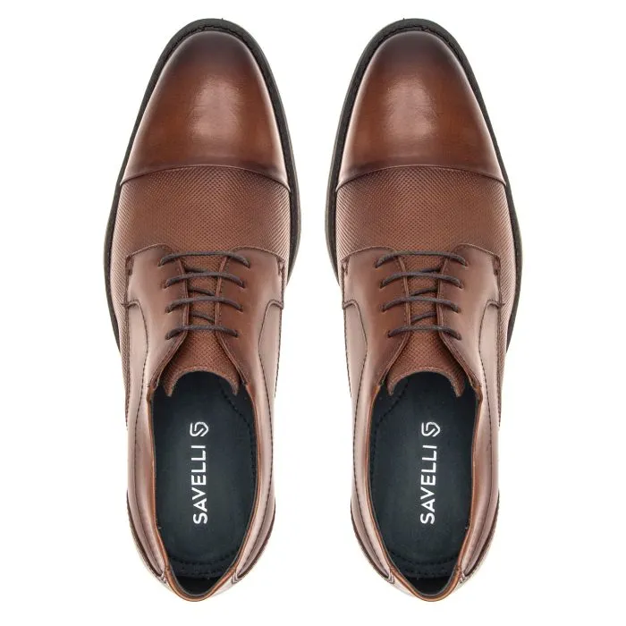 Savelli Formal Series | Vulcano Napa Vicenza Whisky Dotted Leather Toe Cap Shoes - Image 2