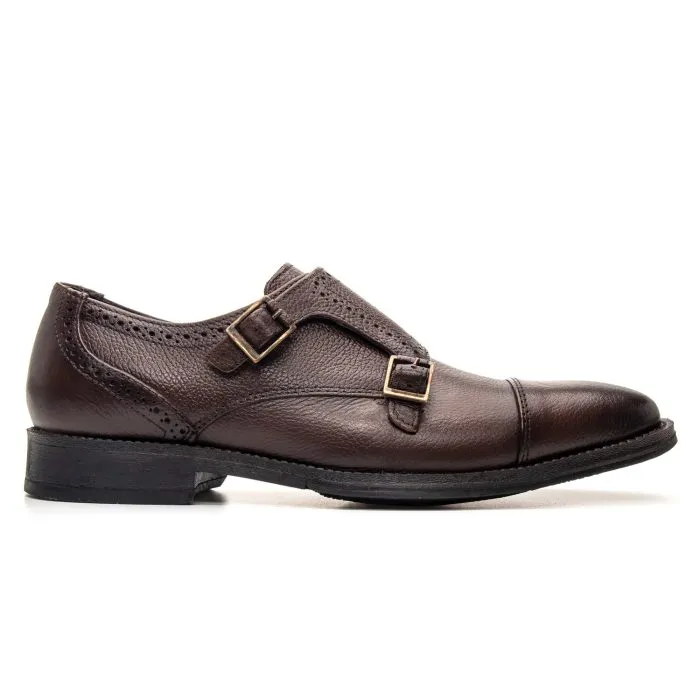 Savelli Formal Series | Vulcano Floater Brown Dual Strap Monkstrap Shoes - Image 4