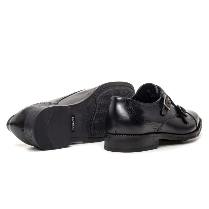 Savelli Formal Series | Vulcano Latego Black Dual Strap Monkstrap Shoes - Image 3