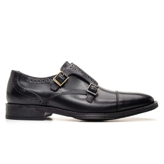 Savelli Formal Series | Vulcano Latego Black Dual Strap Monkstrap Shoes - Image 4