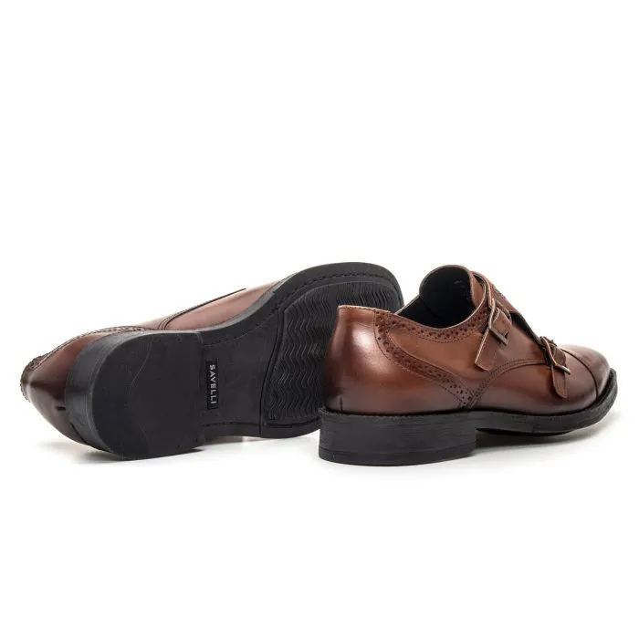 Savelli Formal Series | Vulcano Napa Vicenza Whisky Dual Strap Monkstrap Shoes - Image 3