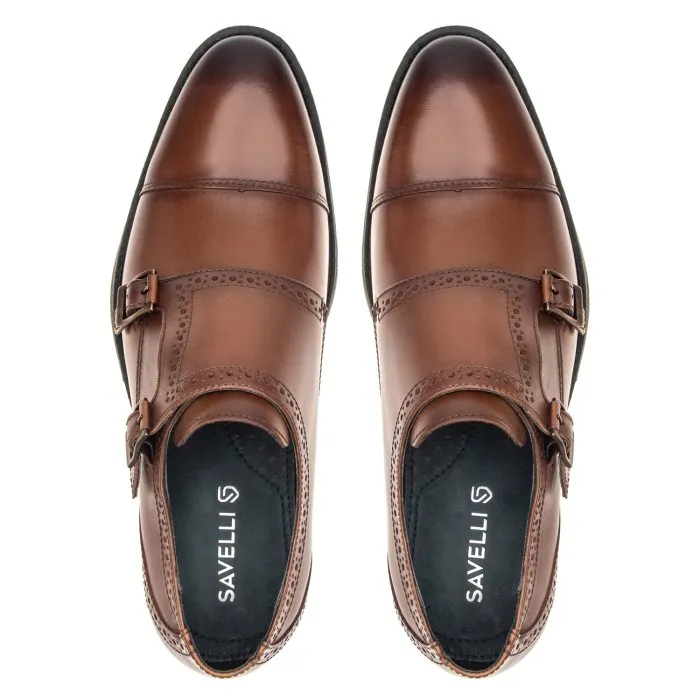 Savelli Formal Series | Vulcano Napa Vicenza Whisky Dual Strap Monkstrap Shoes - Image 2
